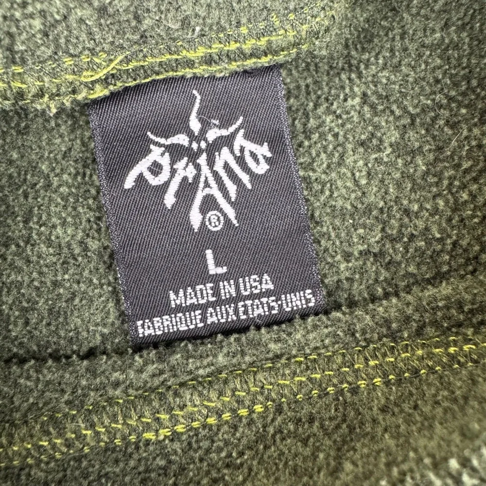 Prana Fleece Pullover Mens Large Green Long Sleeve Embroidered Logo USA Made